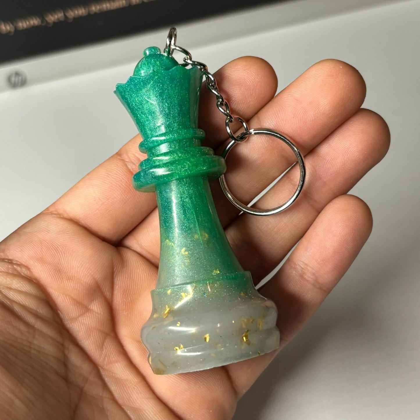 Solid Royalty Green Queen - Handmade Resin Keychain - Large Edition