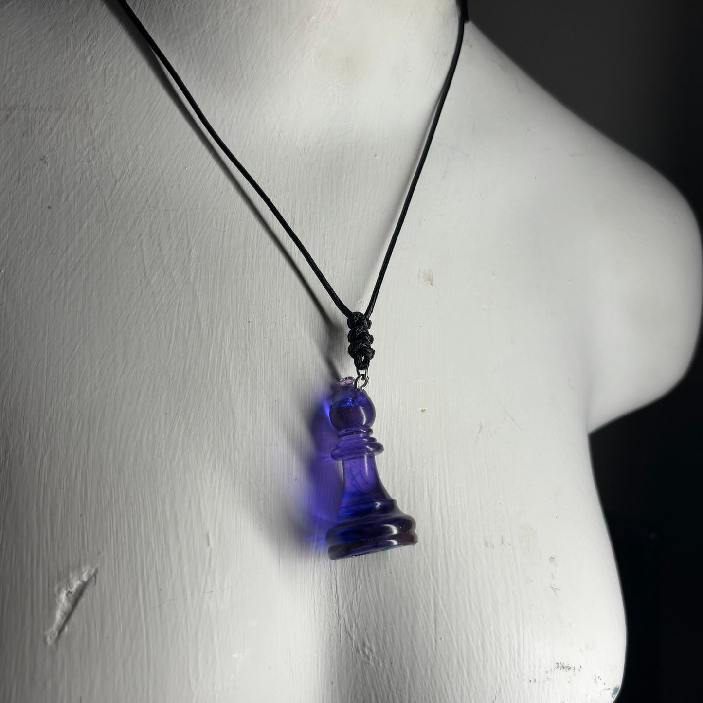 Translucent Purple Bishop - Handmade Resin Chess Necklace