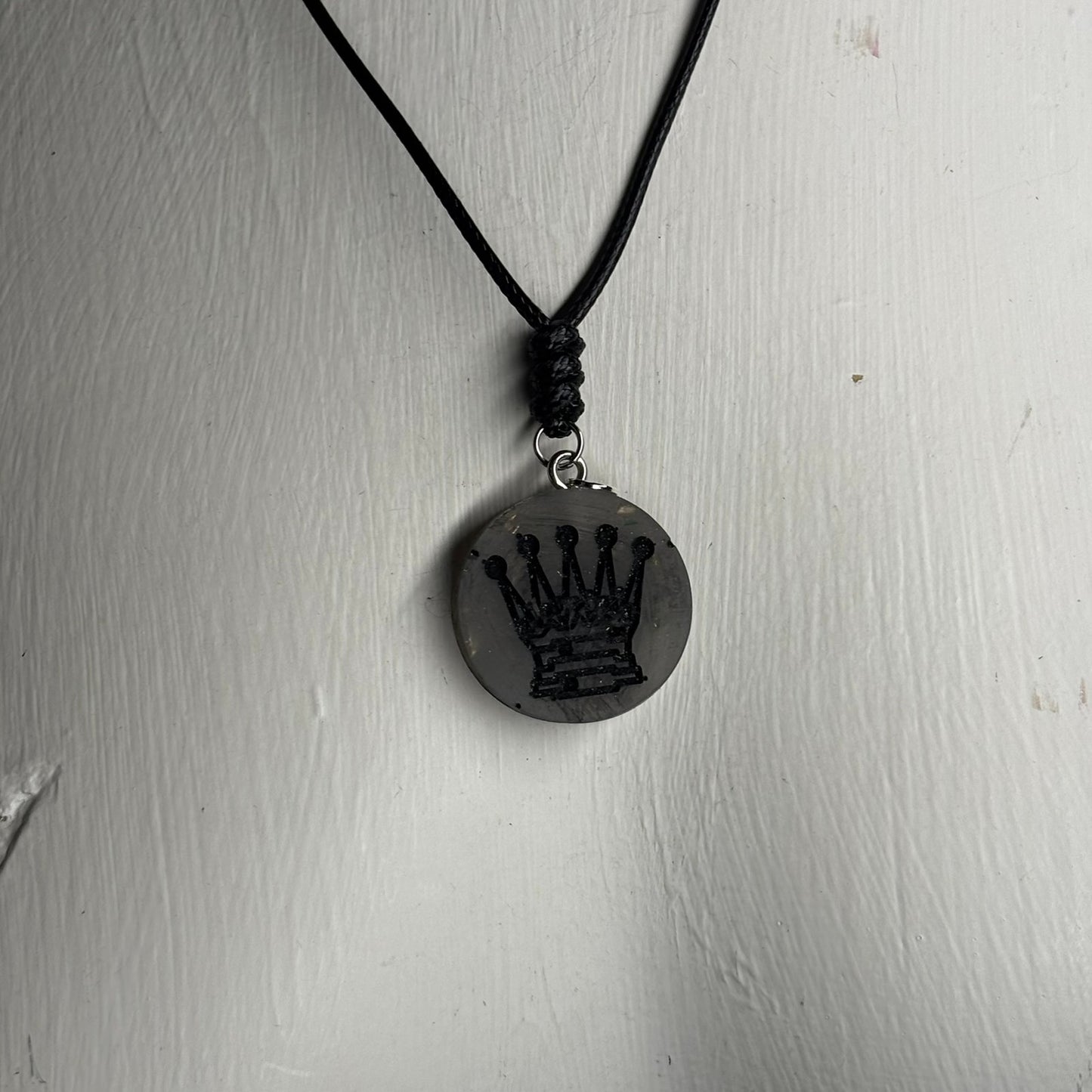 Silver Queen - Handmade Resin Chess Necklace
