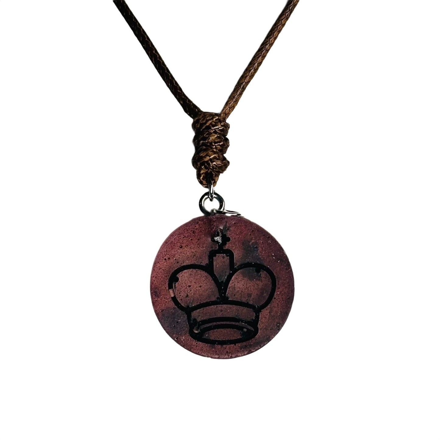Vintage Brown King - Handmade Resin Chess Necklace