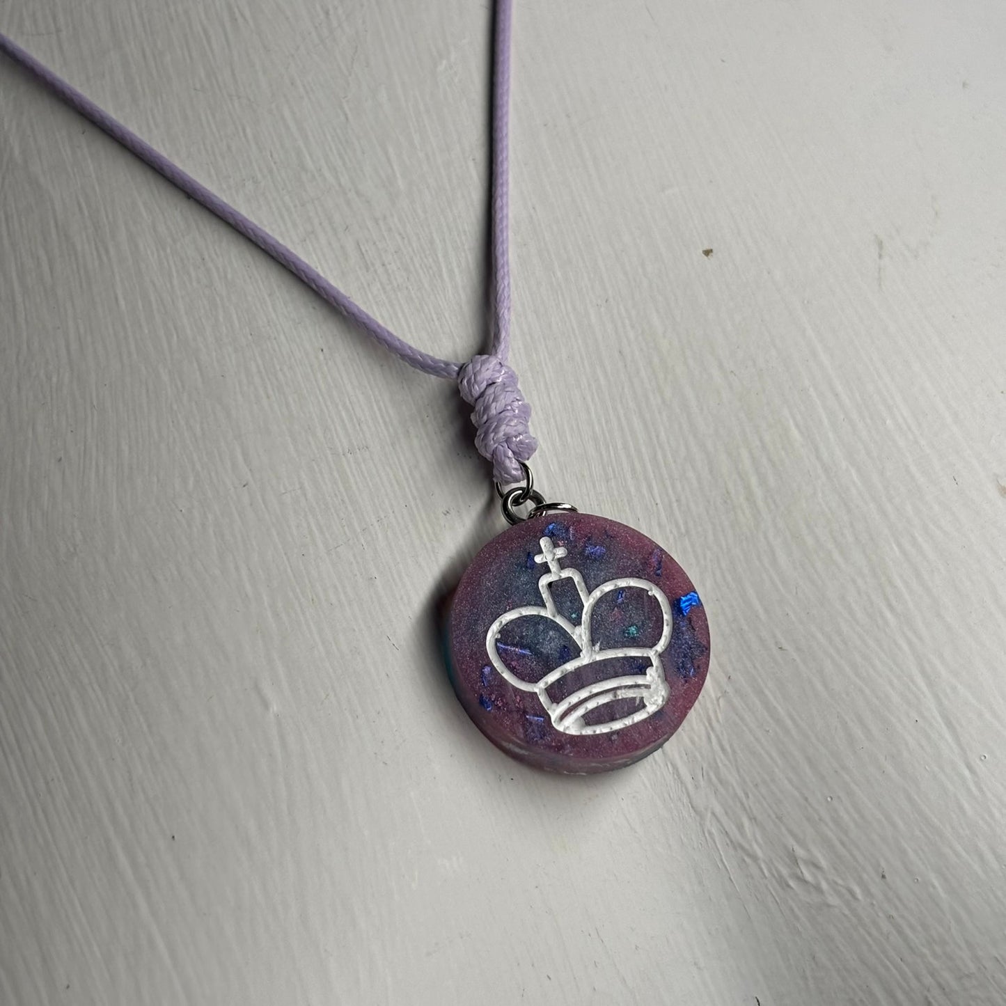 Purple Space King - Handmade Resin Chess Necklace