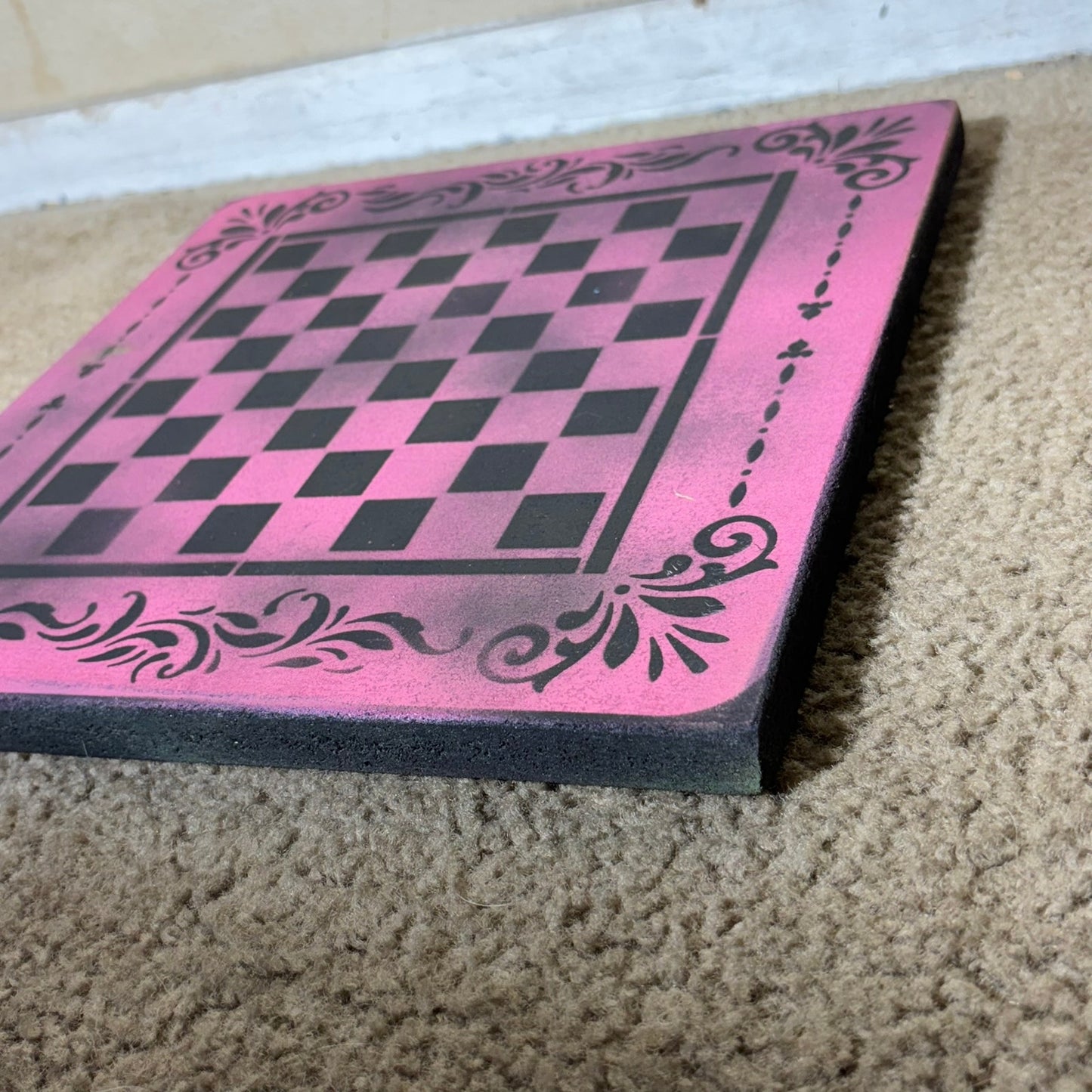 Pink Black Mist - Painted Chess Board