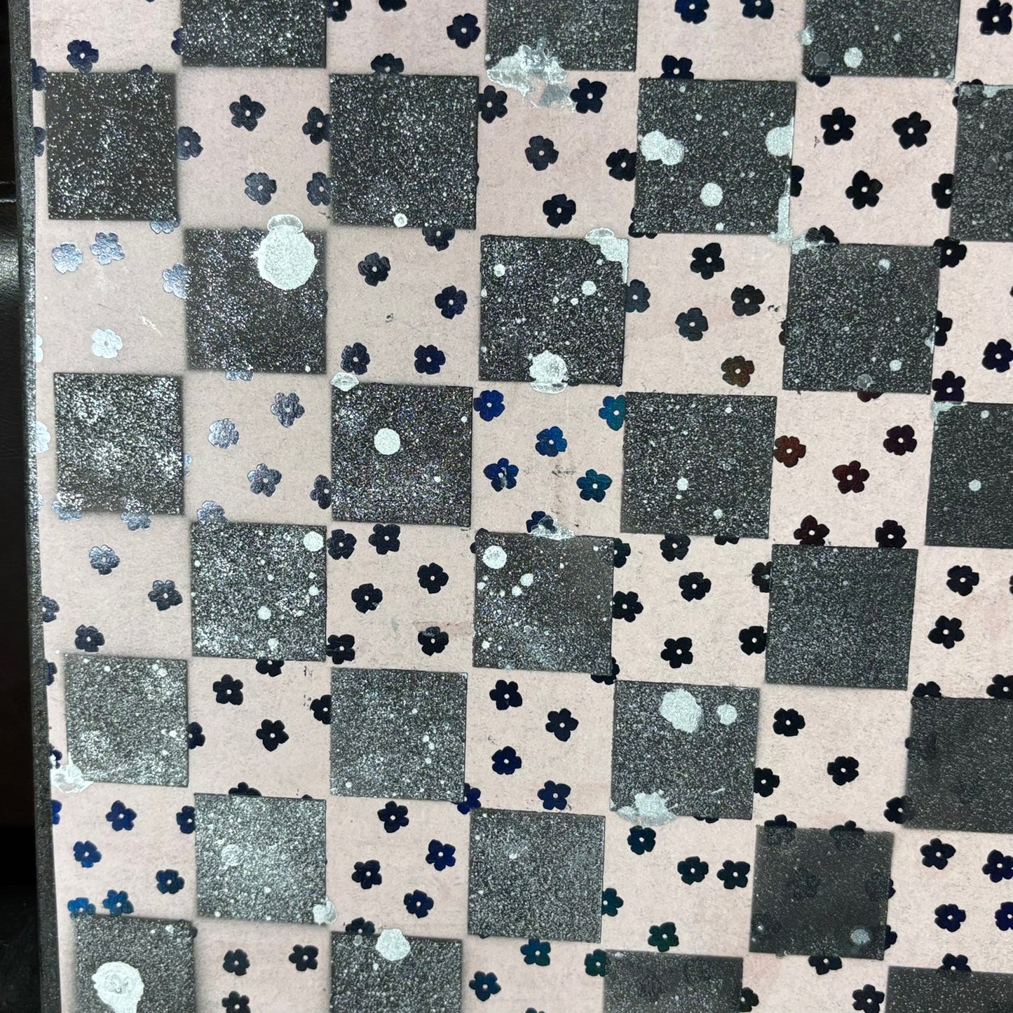 Black Flowers - Scrapbook Chess Board