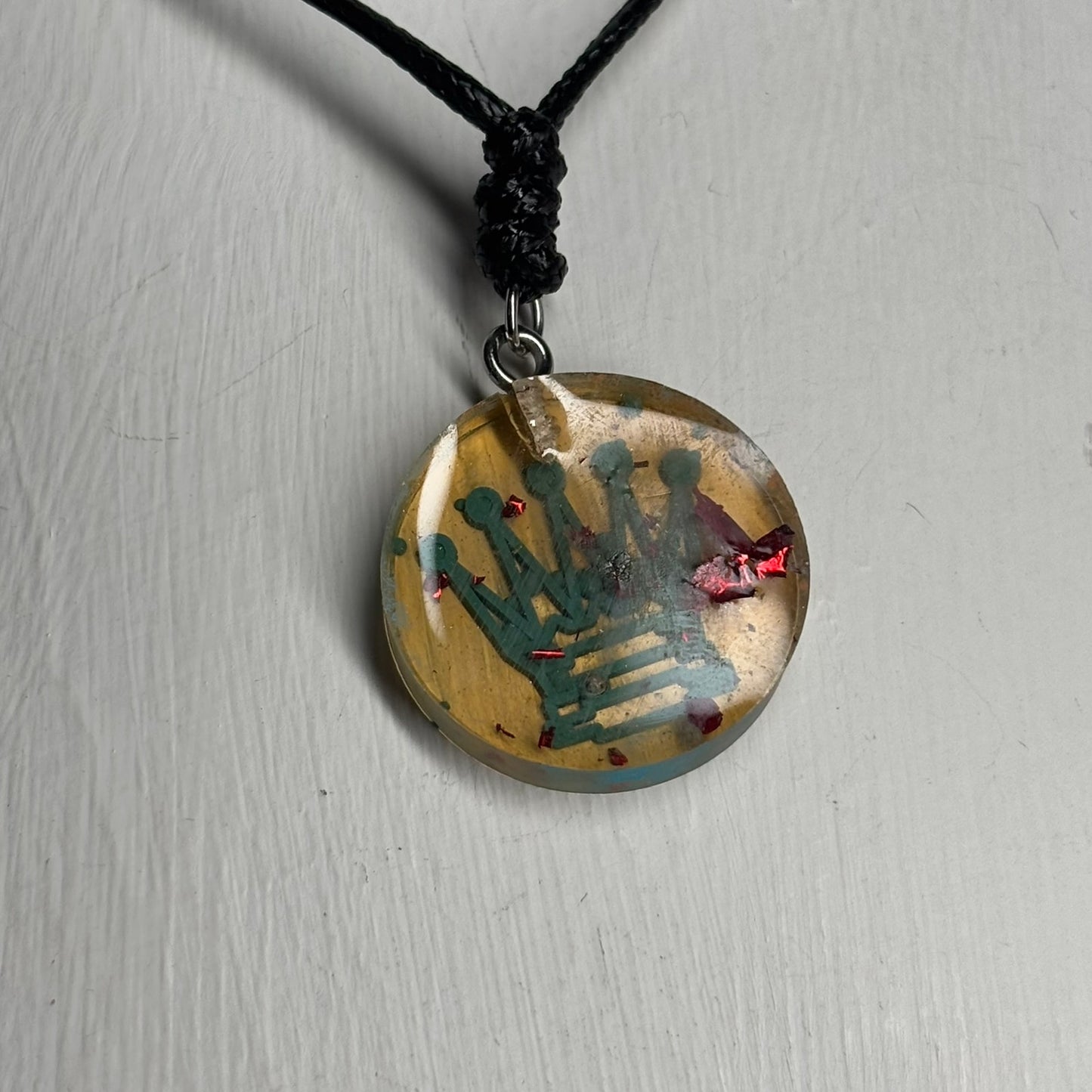 Blue Print Queen - Handmade Resin Chess Necklace