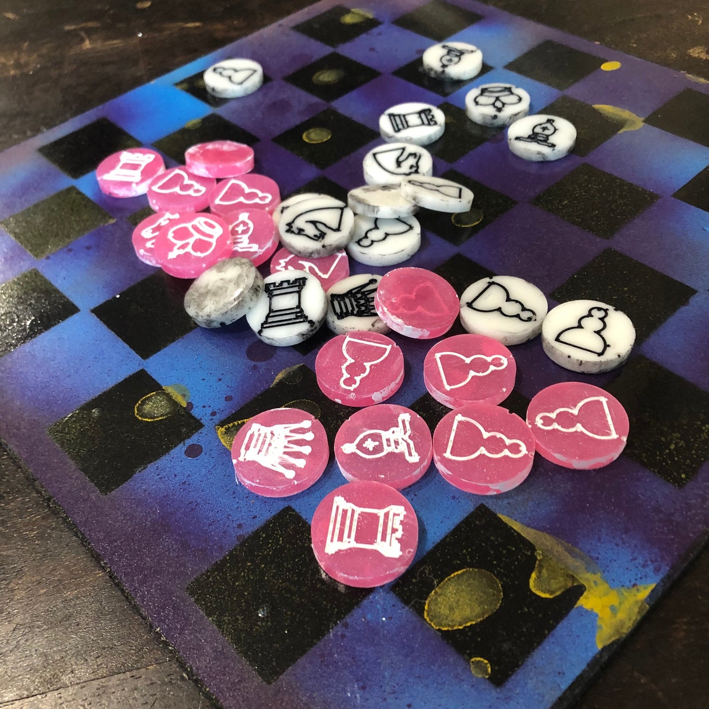 Beautiful Purple Galaxy - Painted Chess Set