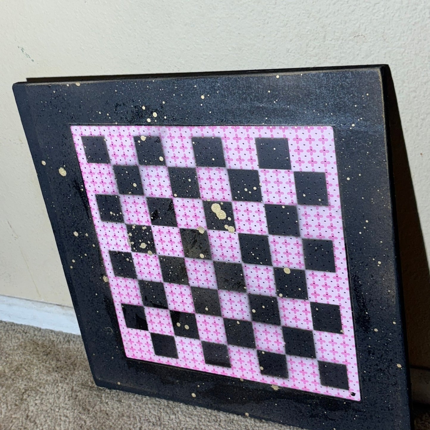 Pink Gold Lining - Large Scrapbook Chess Board