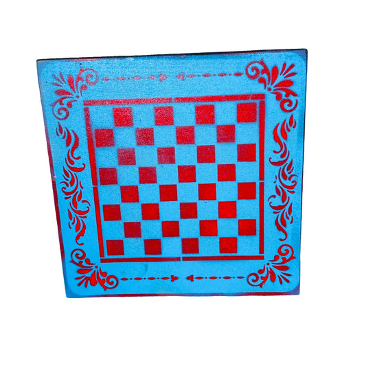 Red & Blue - Painted Chess Board
