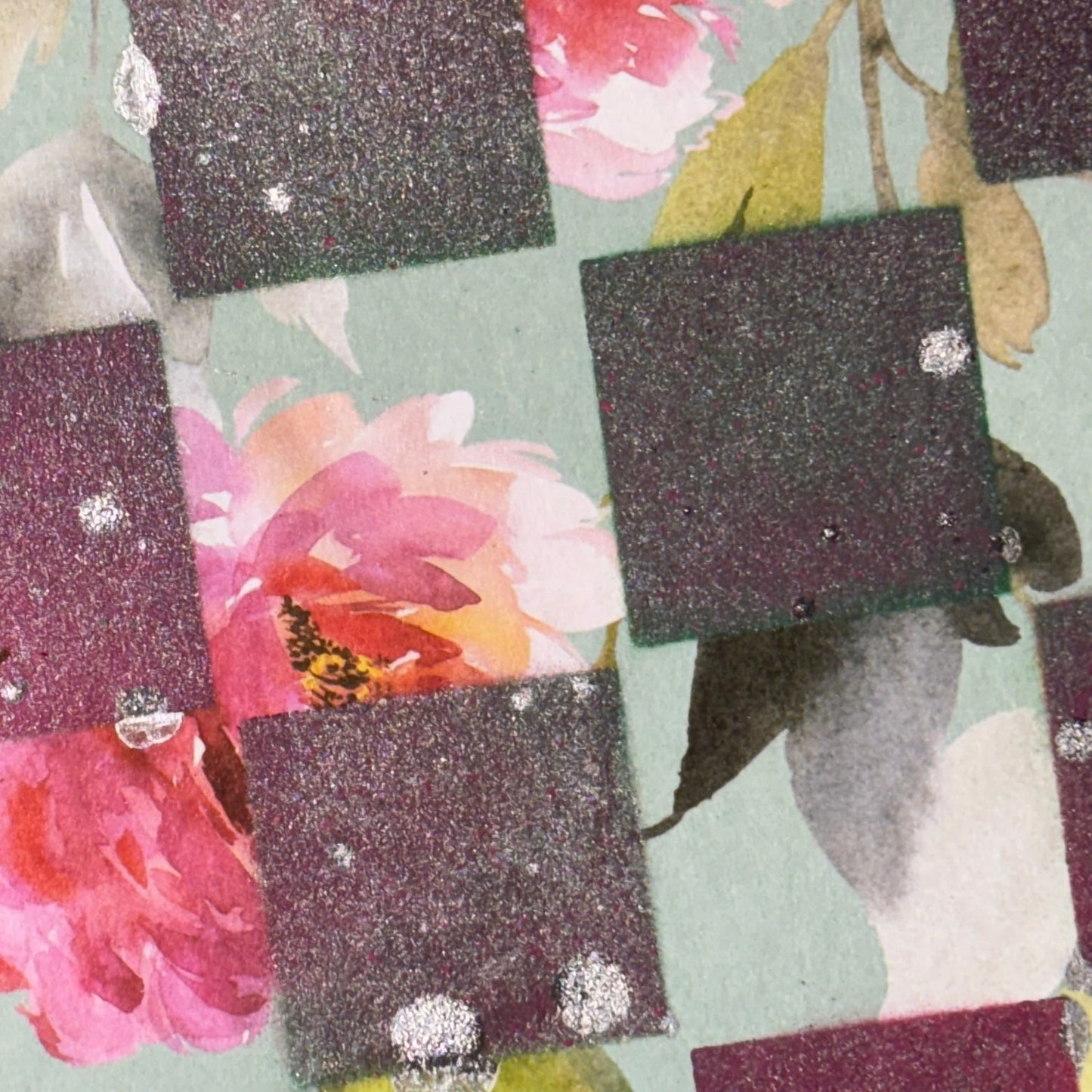 Mint Green Flowers - Scrapbook Chess Board