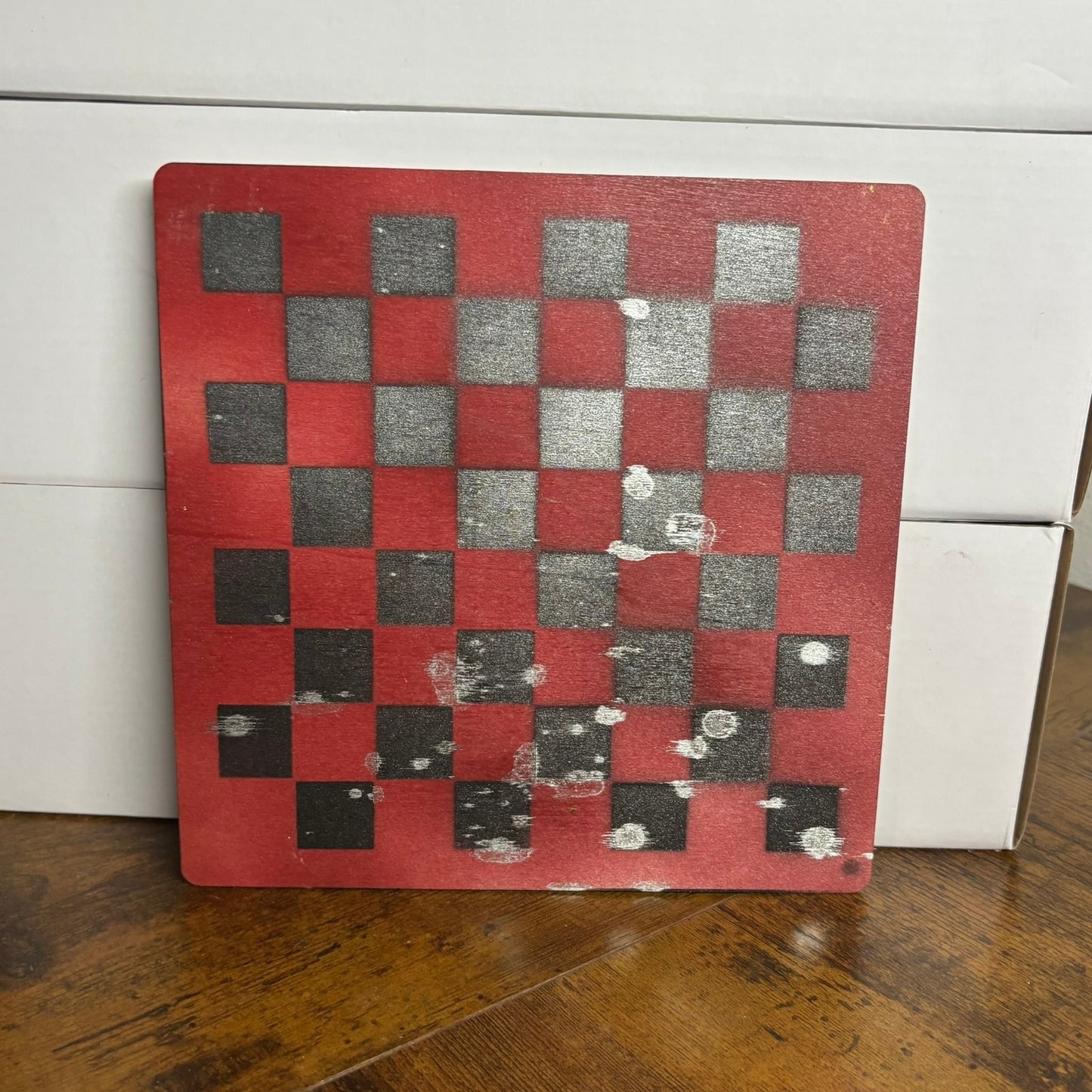 Red Chrome Silver - Painted Thin Wooden Chess Board
