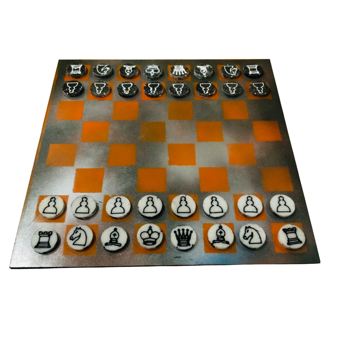 Rustic Orange - Painted Chess Set