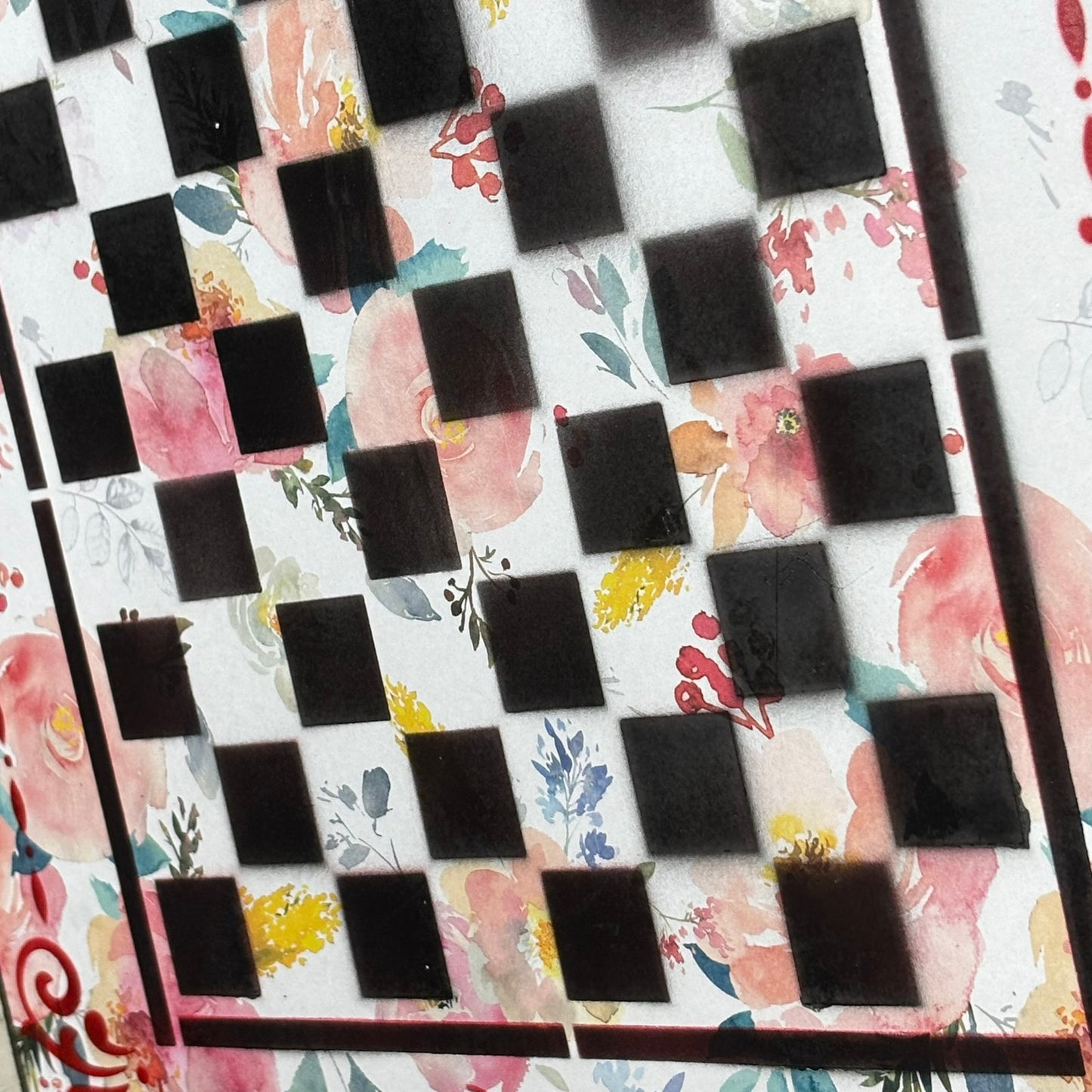 Rose Red Flowers - Scrapbook Chess Board
