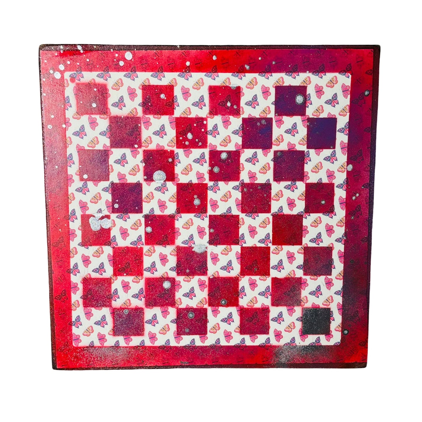 Red Butterflies - Scrapbook Chess Board