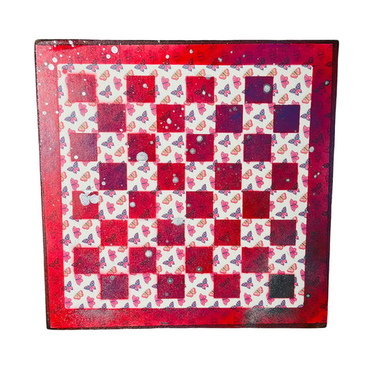 Red Butterflies - Scrapbook Chess Board