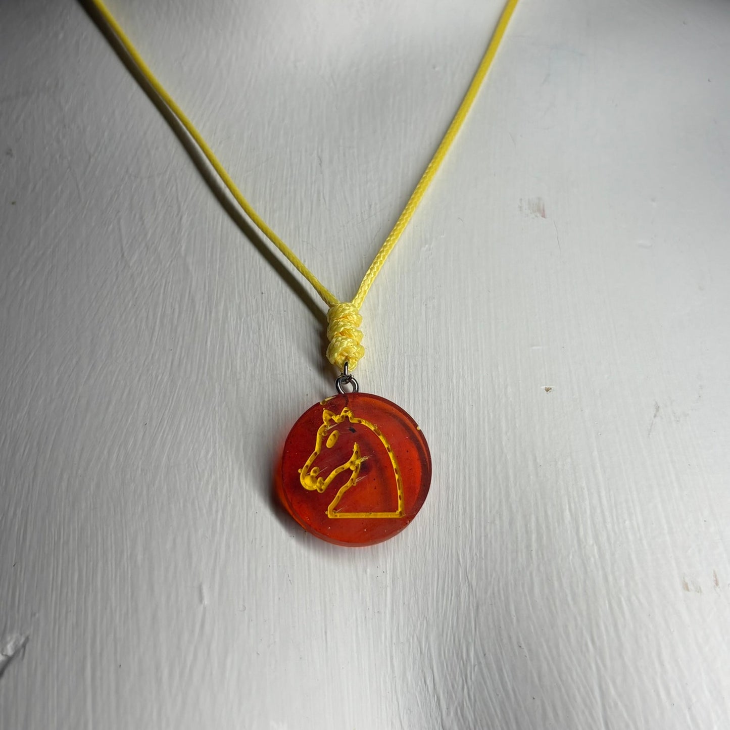 Cherry Red Knight - Handmade Resin Chess Necklace