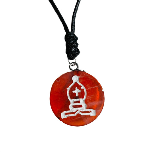 🎁 Cherry Red Bishop - Handmade Resin Chess Necklace (100% off)