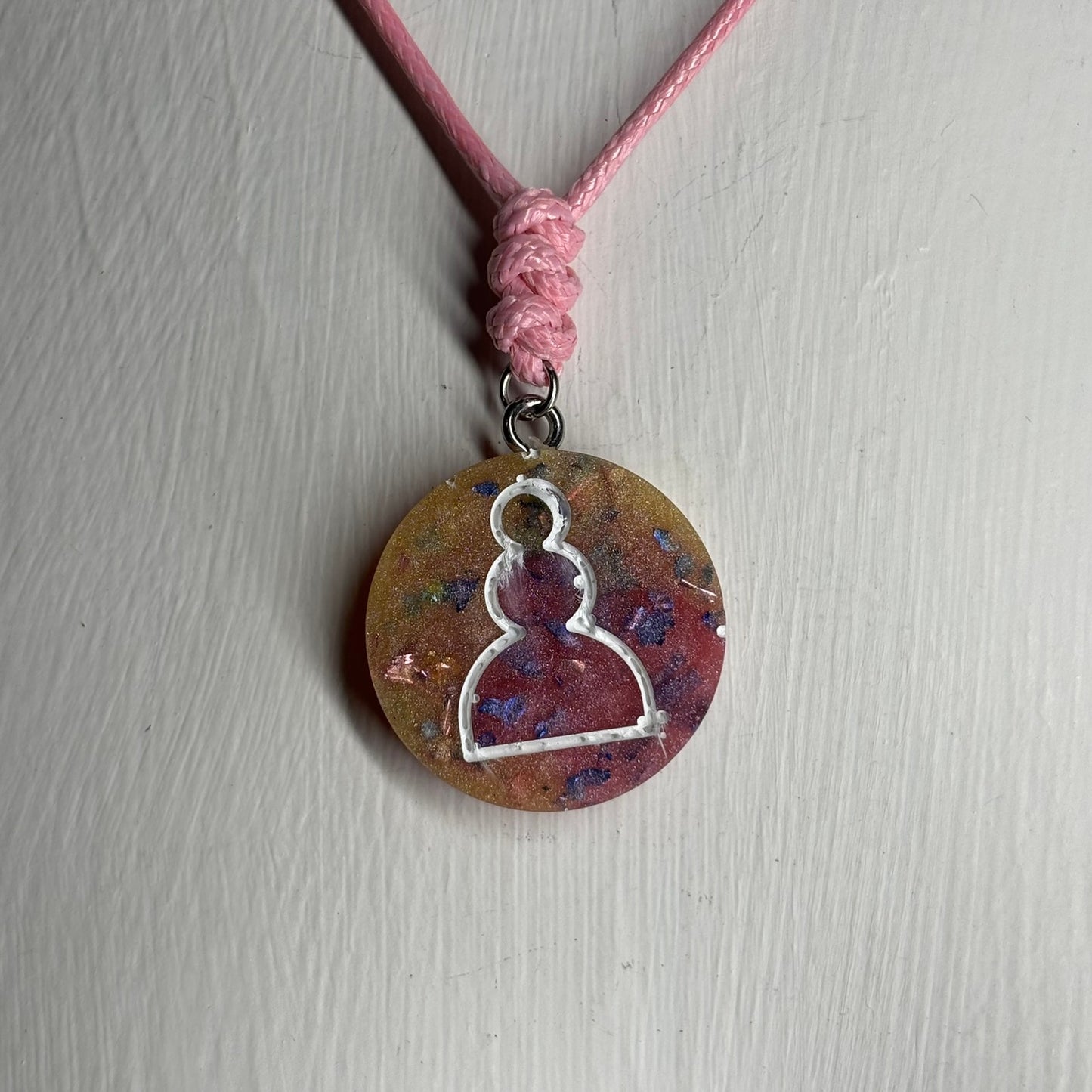Vintage Pink Pawn - Handmade Resin Chess Necklace