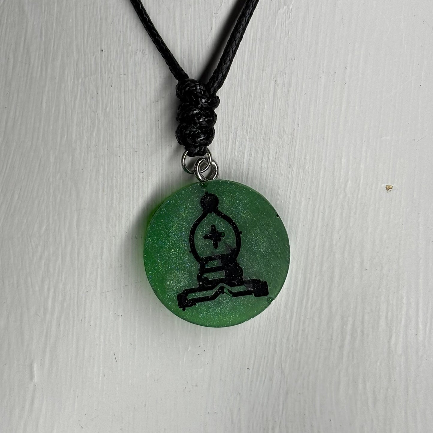 Green Bishop - Handmade Resin Chess Necklace