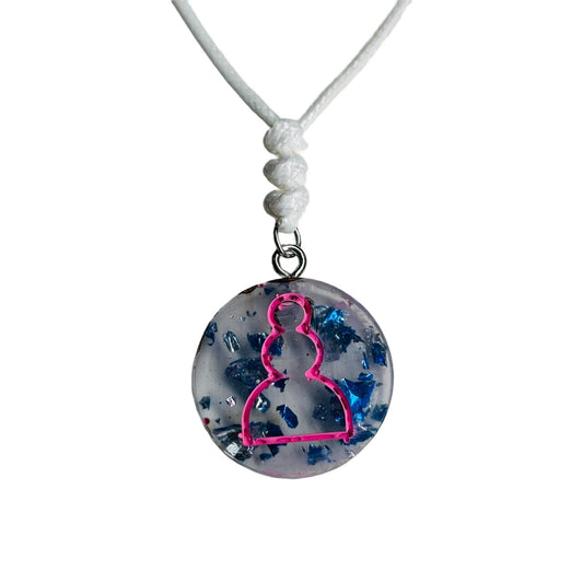 Pink Royal Pawn - Handmade Resin Chess Necklace