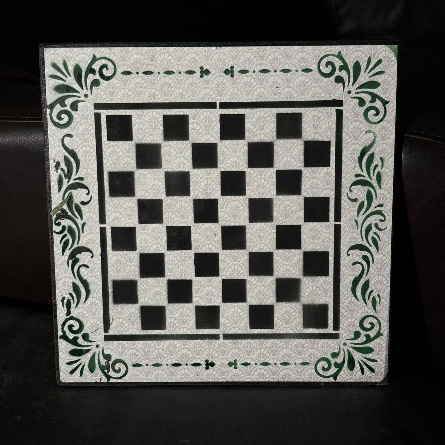 Gray White & Green - Scrapbook Chess Board