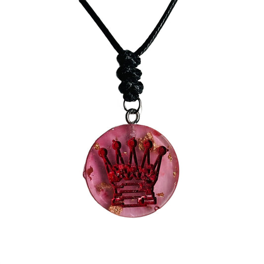 Velvet Red Queen - Handmade Resin Chess Necklace