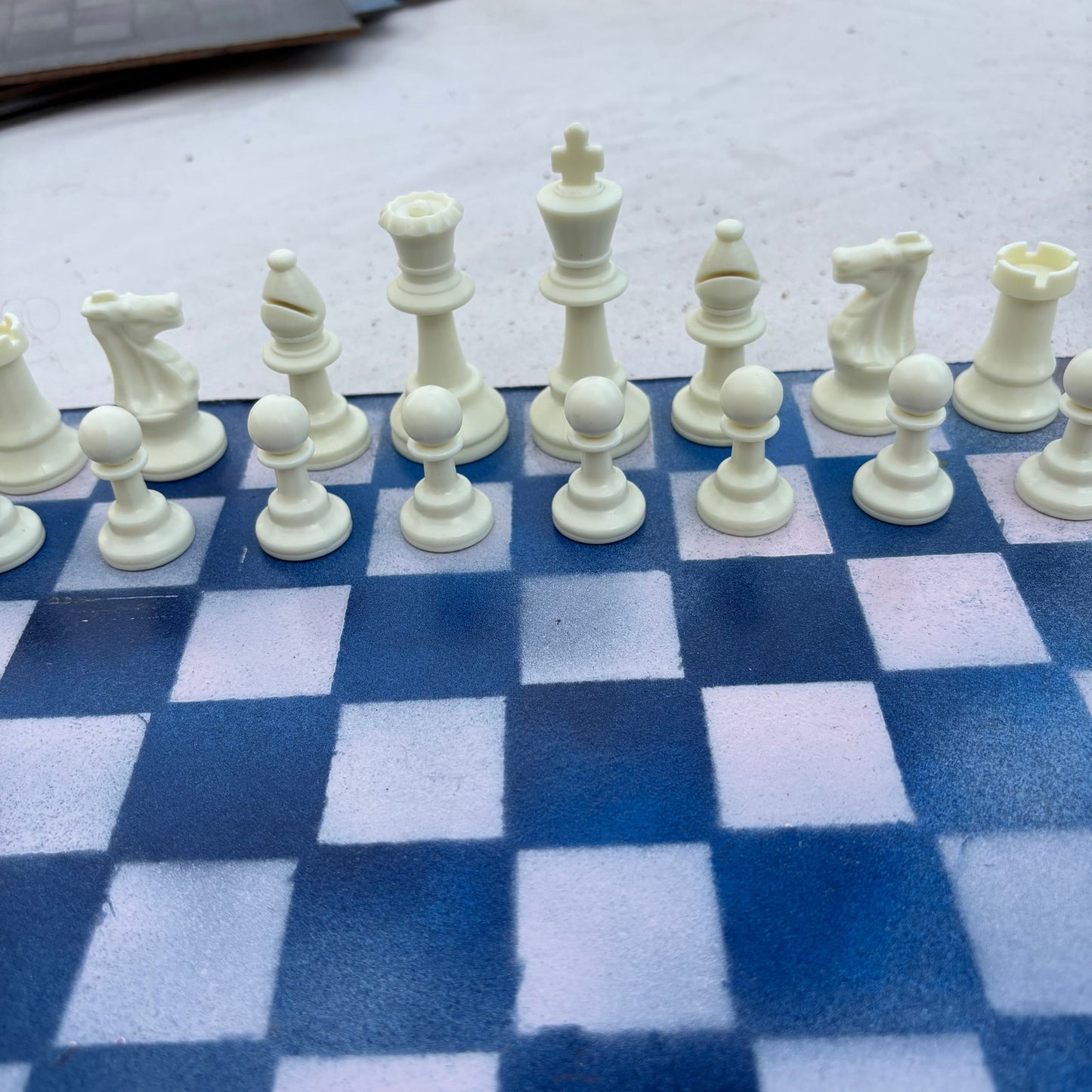 Blue & Pink - Painted Chess Set