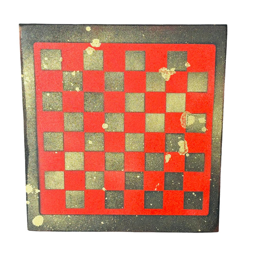 Red & Black Golden Drip - Painted Chess Board