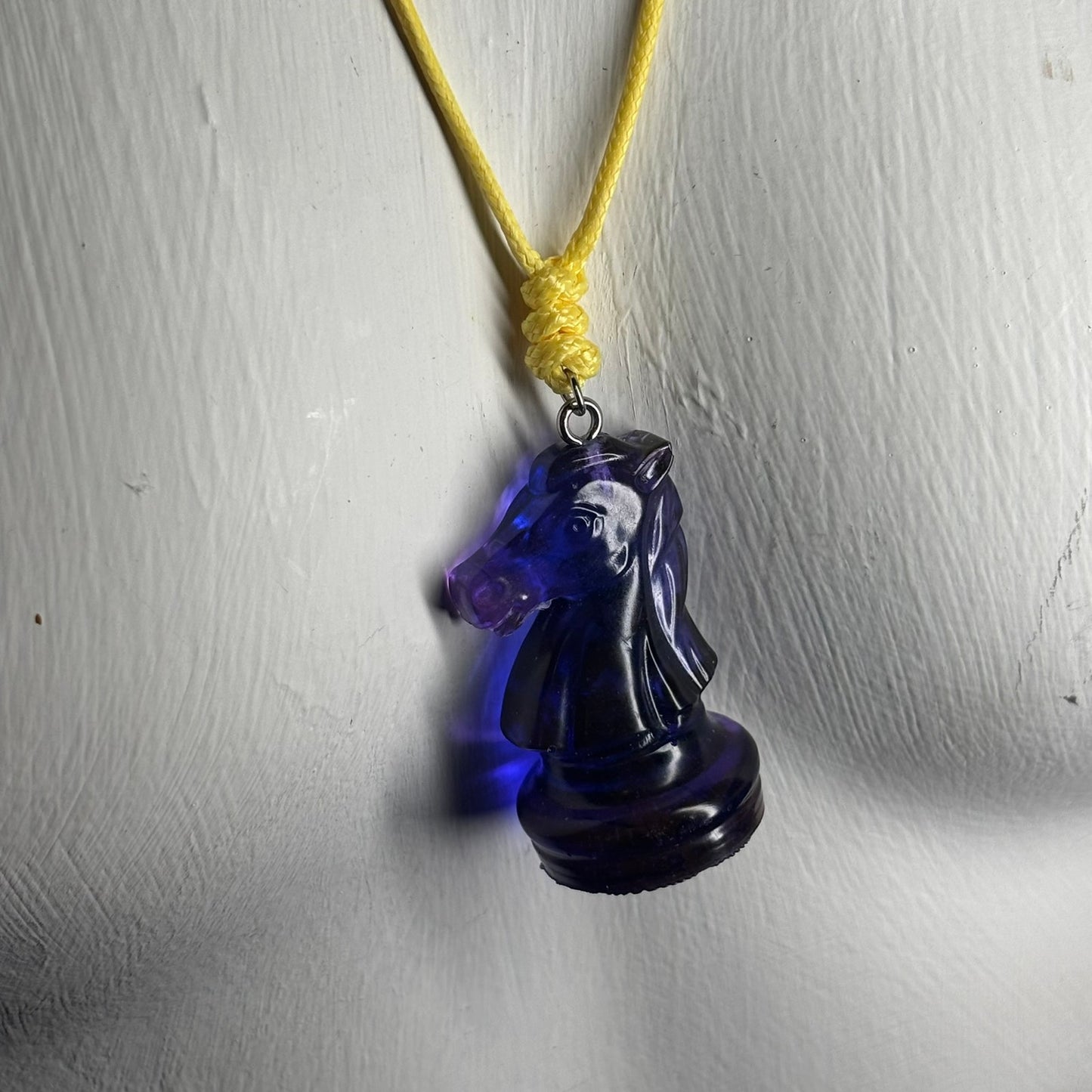 Translucent Purple Knight - Handmade Resin Chess Necklace