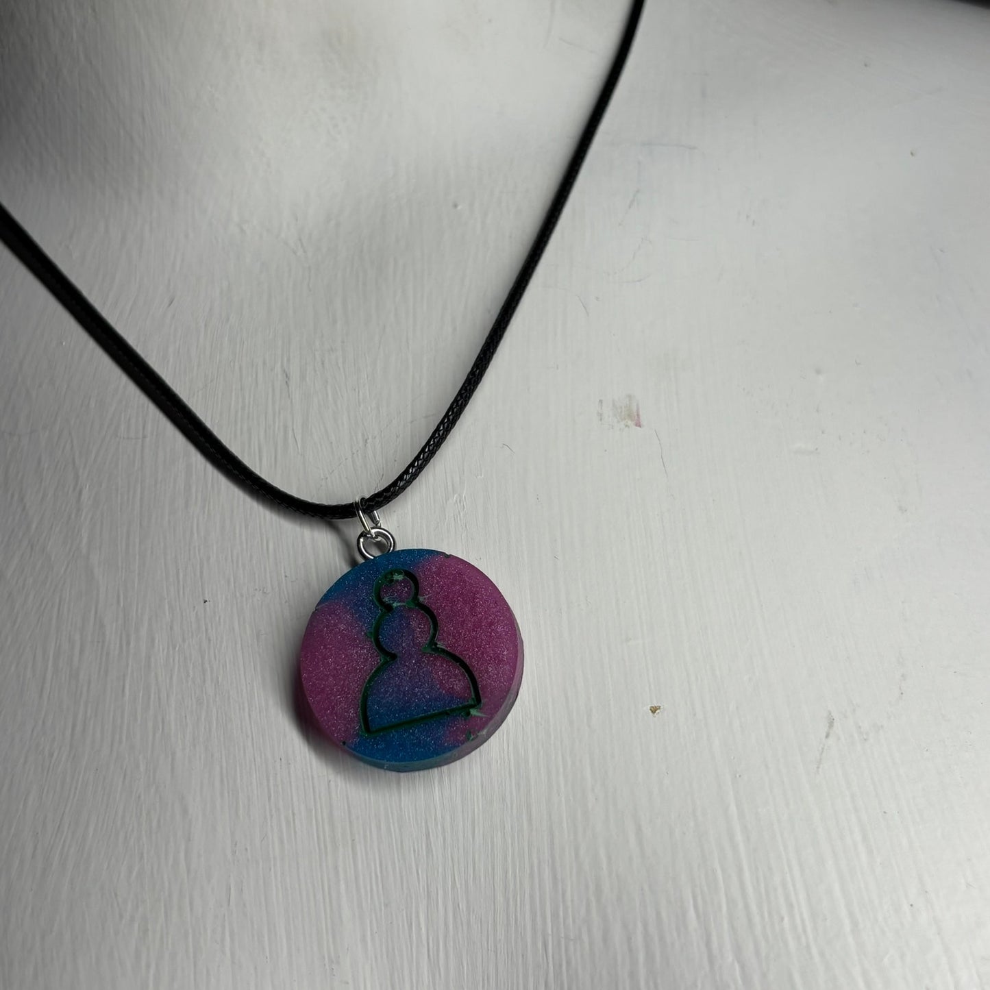 Dark Color Swirl Pawn - Handmade Resin Chess Necklace
