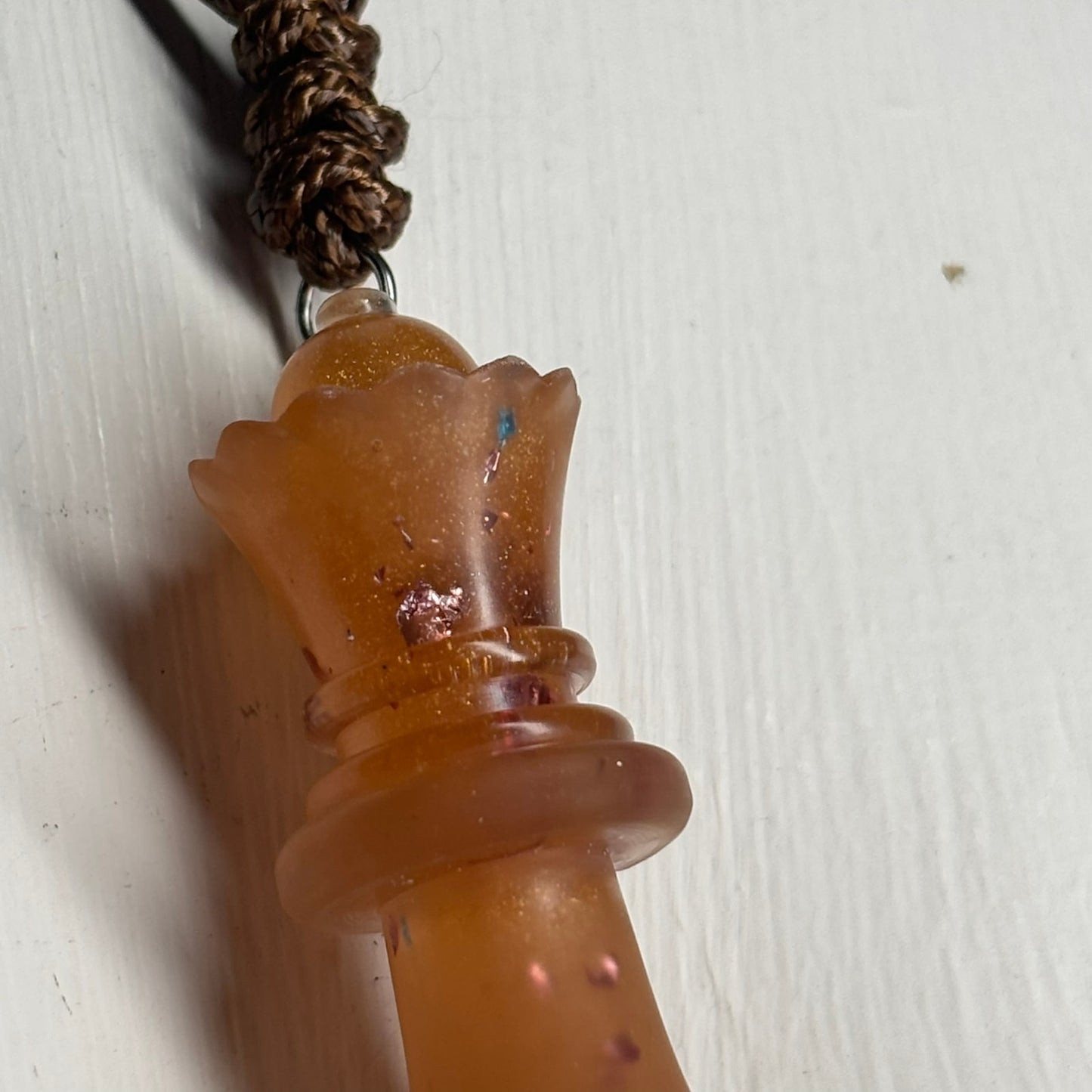 Vintage Orange Queen - Handmade Resin Chess Necklace