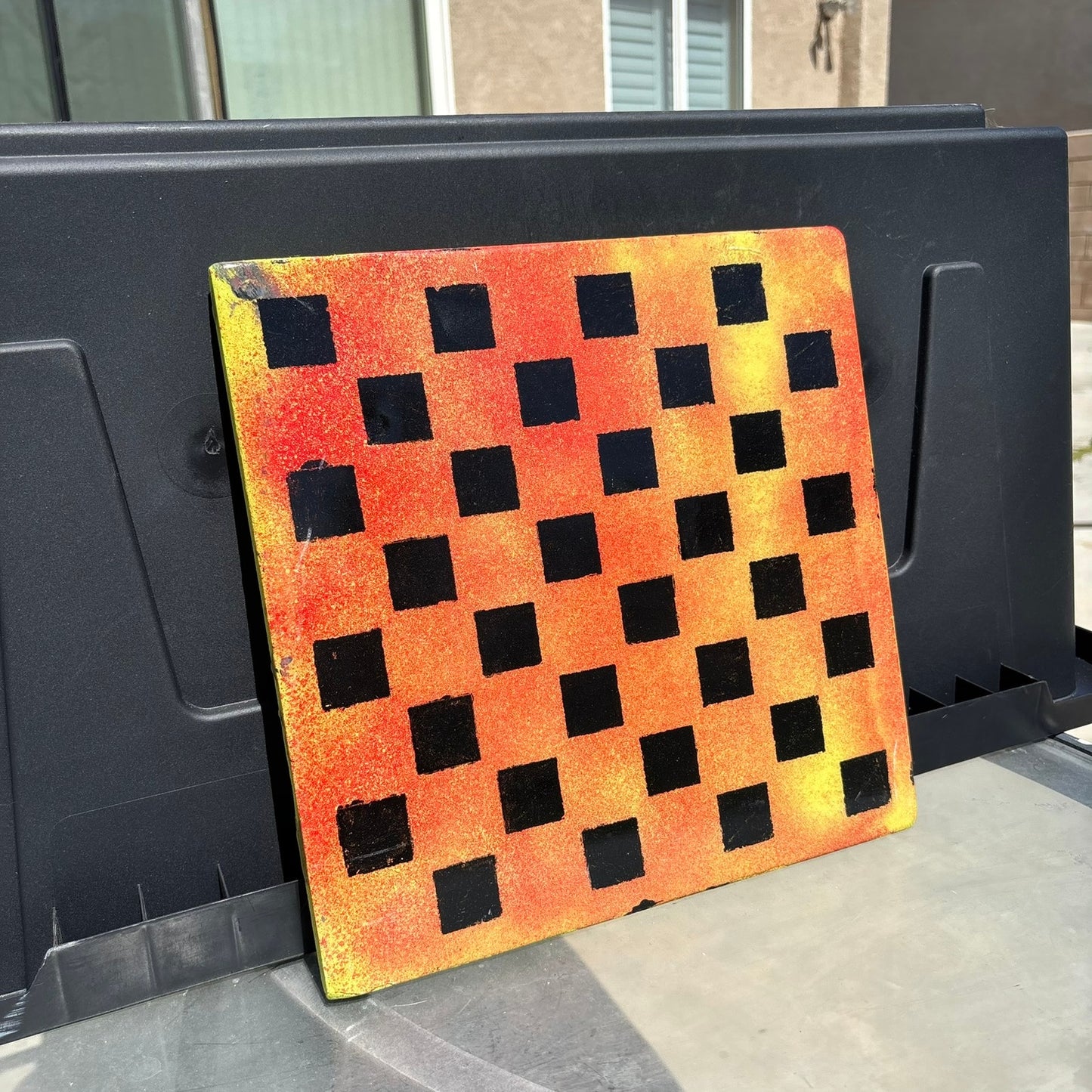 Orange Color Rush - Resin Coated Chess Board