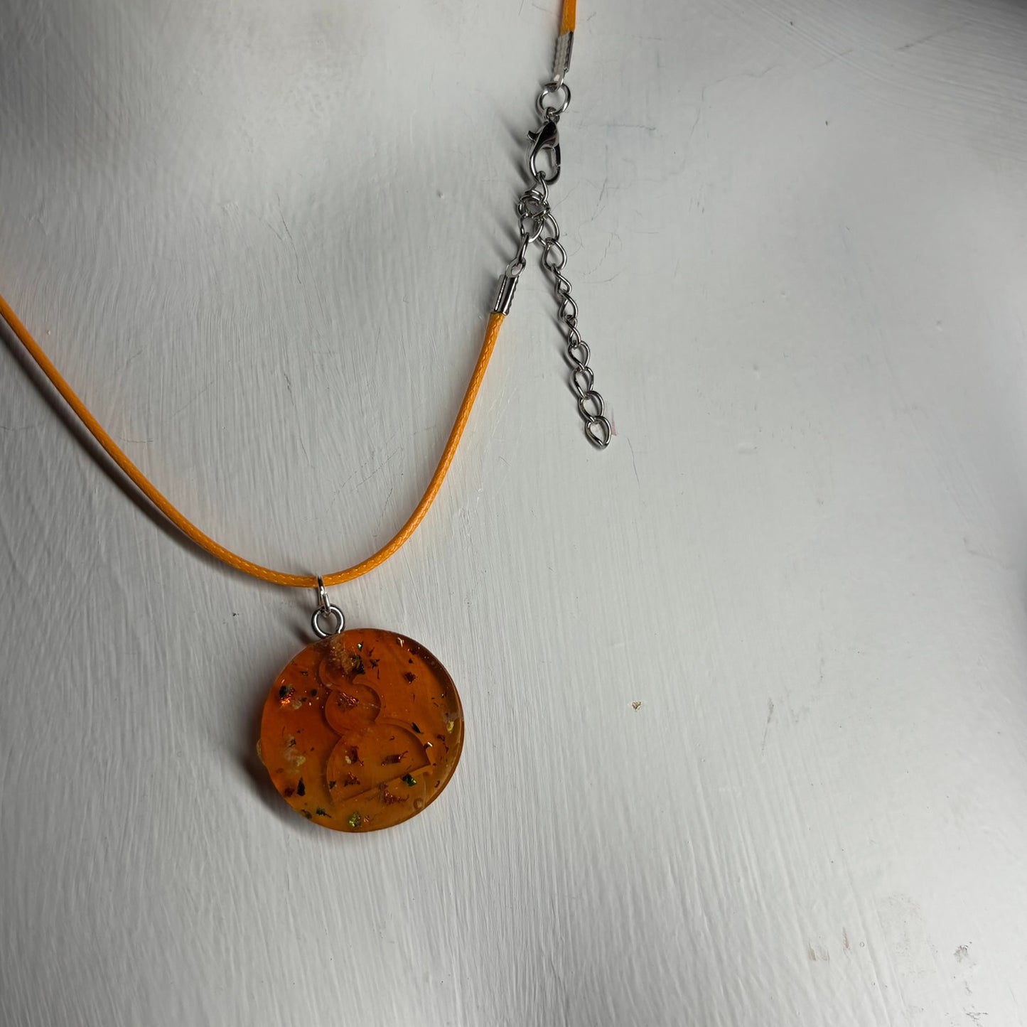 Orange Amber Pawn - Handmade Resin Chess Necklace