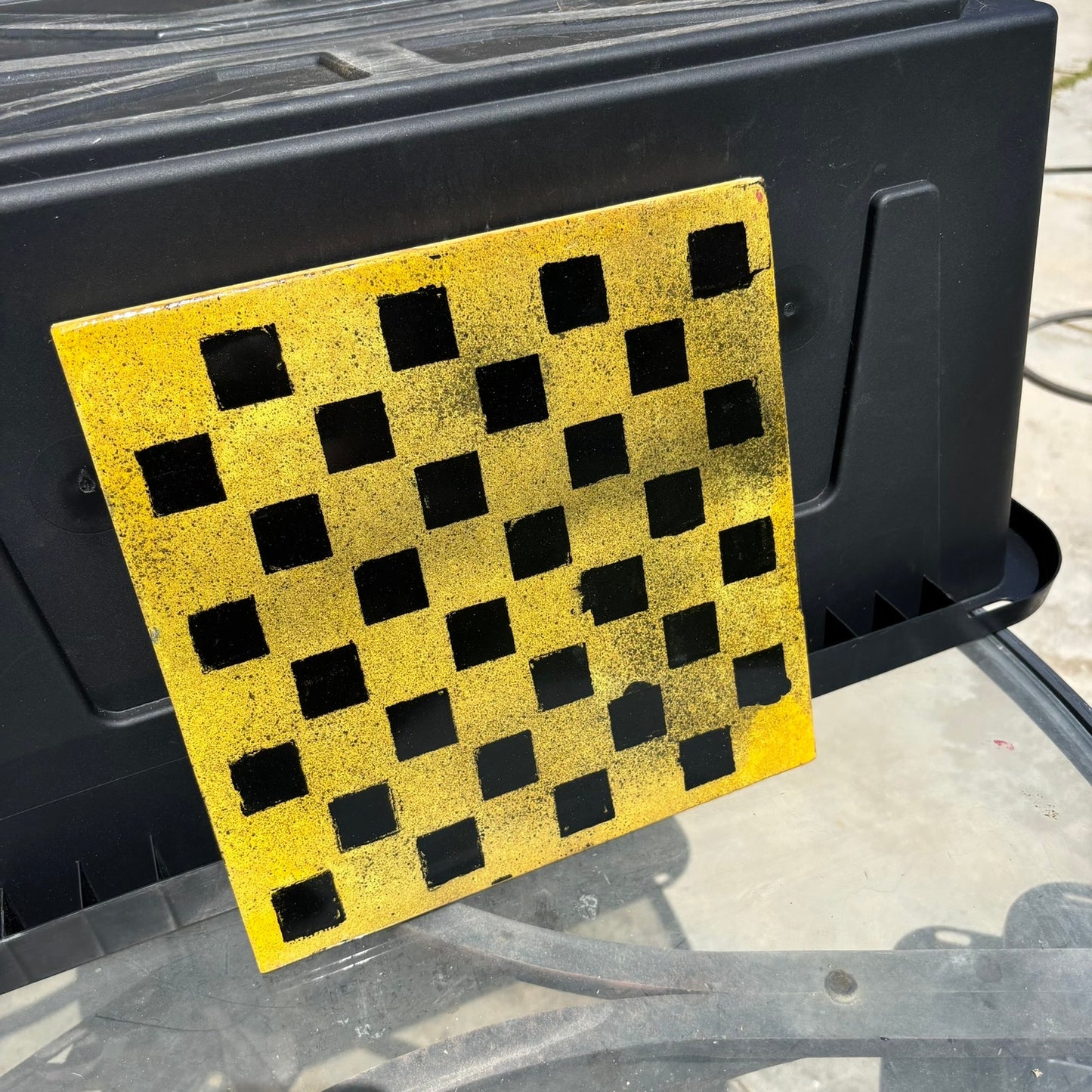 Battered Yellow - Resin Coated Chess Board