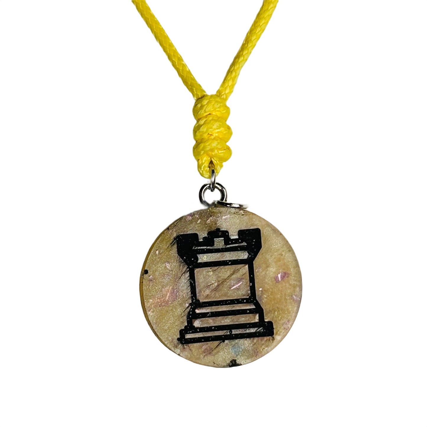 Yellow Rook - Handmade Resin Chess Necklace