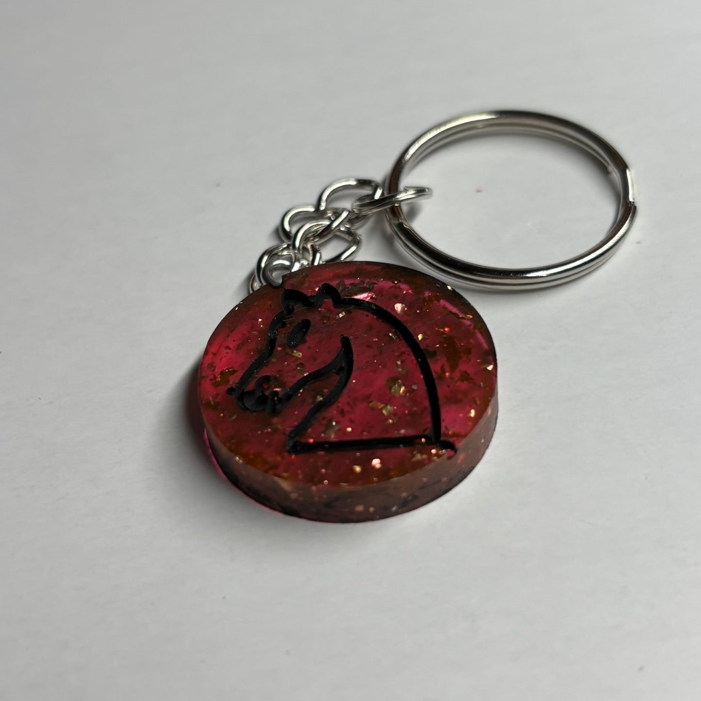 Sparkle Red Knight - Handmade Resin Keychain