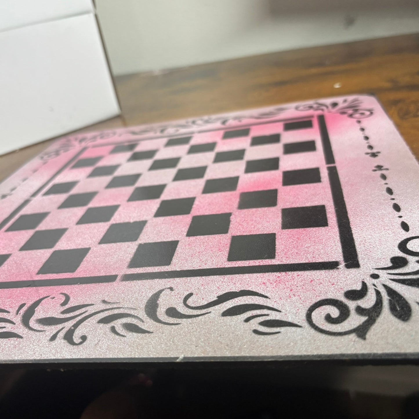 Pink Mist - Painted Chess Board