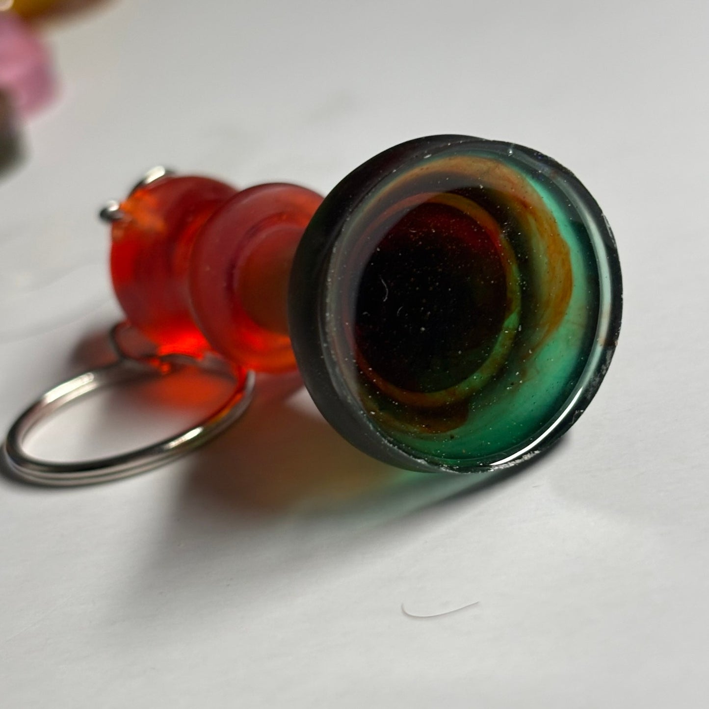 Green/Red Translucent King - Handmade Resin Keychain