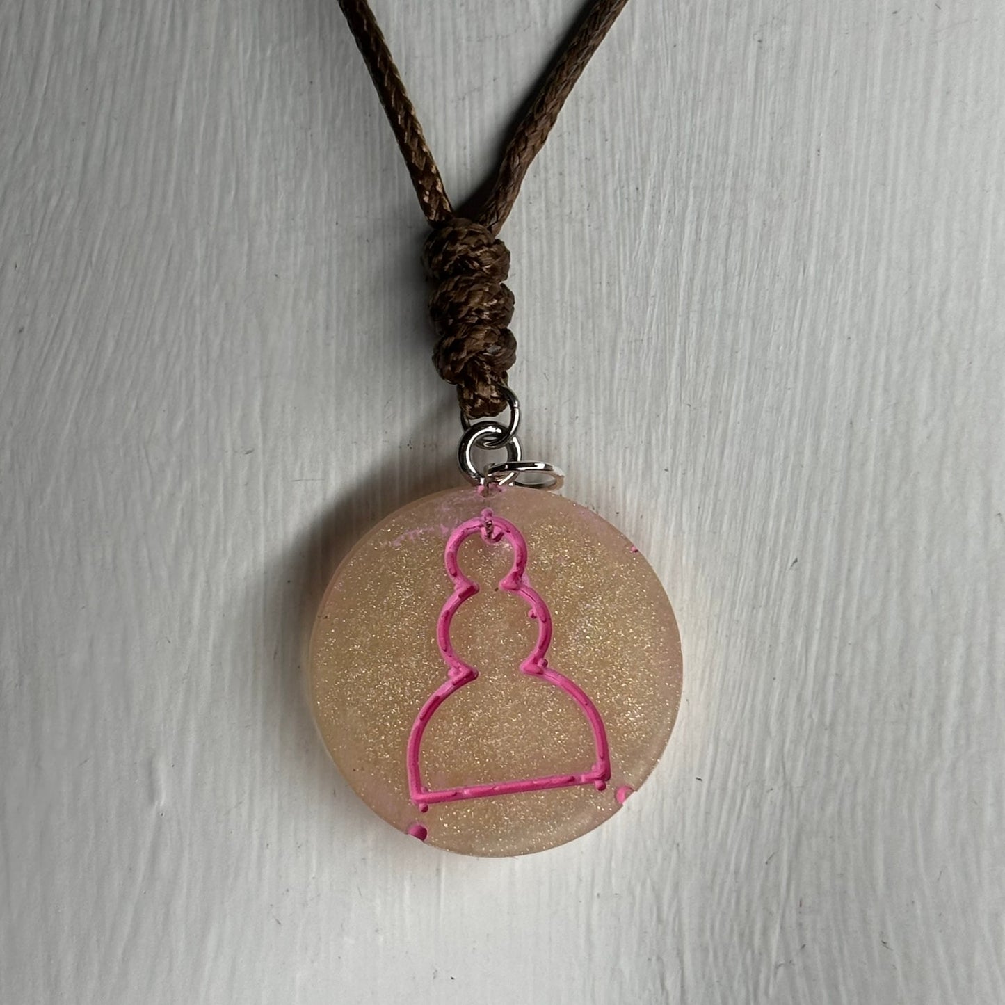 Classic Pink Pawn - Handmade Resin Chess Necklace