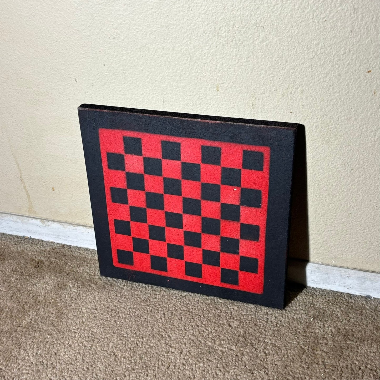Red & Black - Painted Chess Board