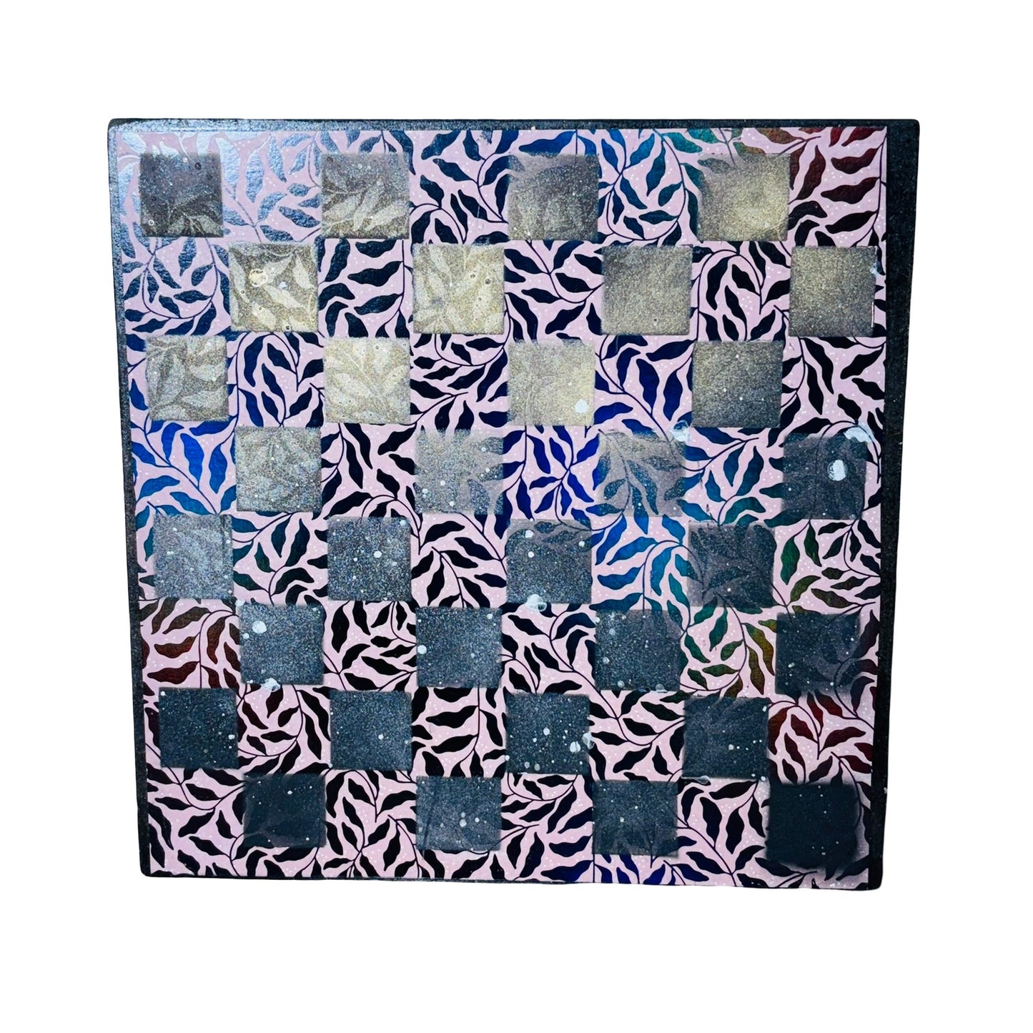 Vintage Black Leaves - Scrapbook Chess Board