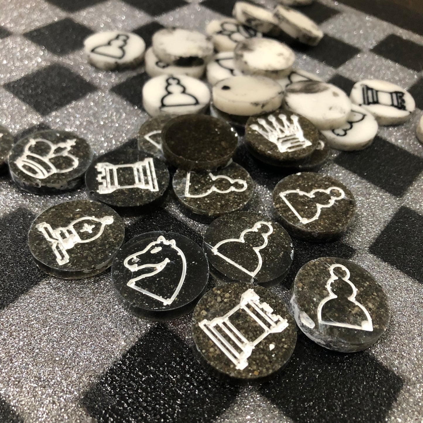 Gray & Black - Painted Chess Set