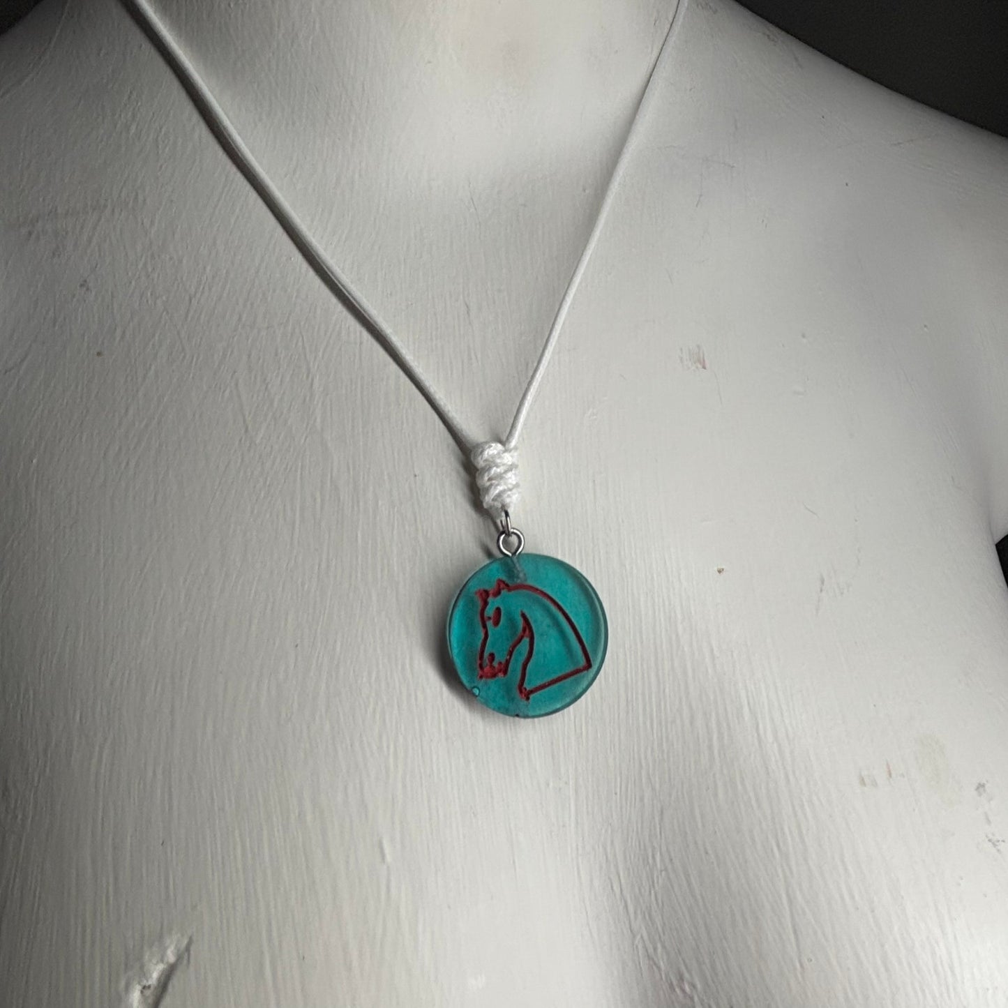 Translucent Knight - Handmade Resin Chess Necklace