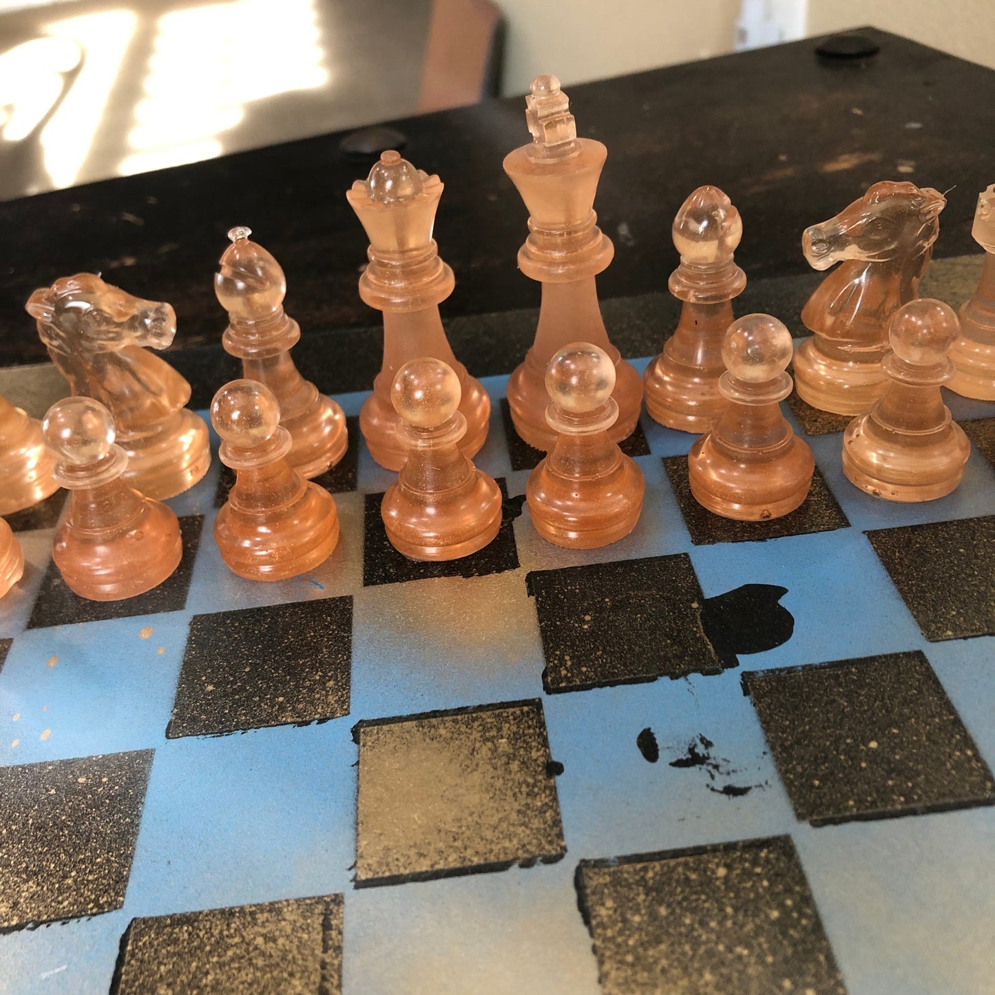 Golden Blue - Painted Chess Set
