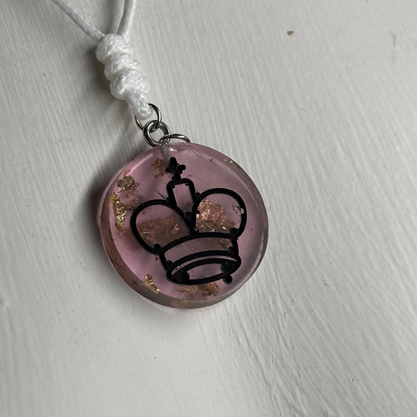 Hazel Purple King - Handmade Resin Chess Necklace