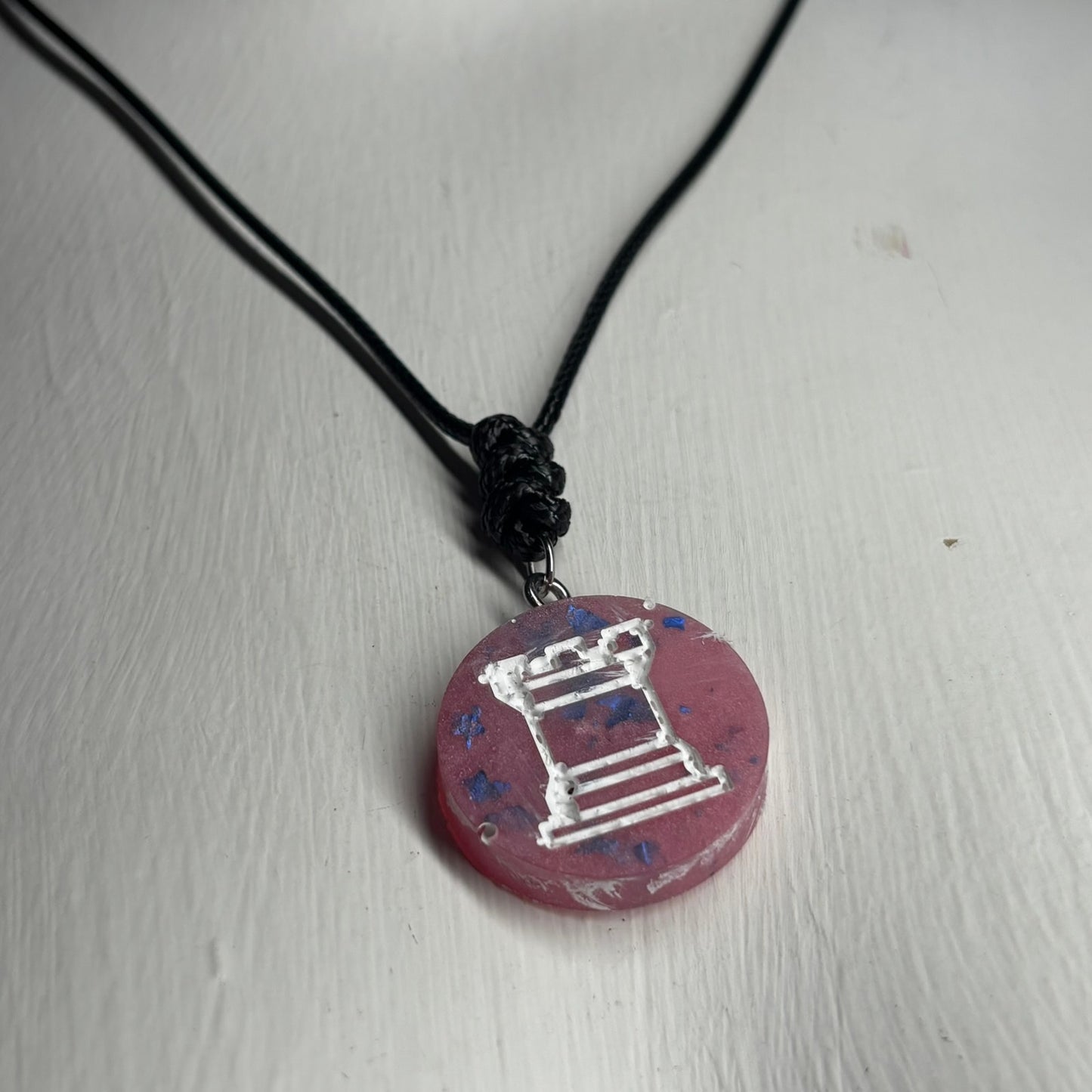 Cool Pink Rook - Handmade Resin Chess Necklace