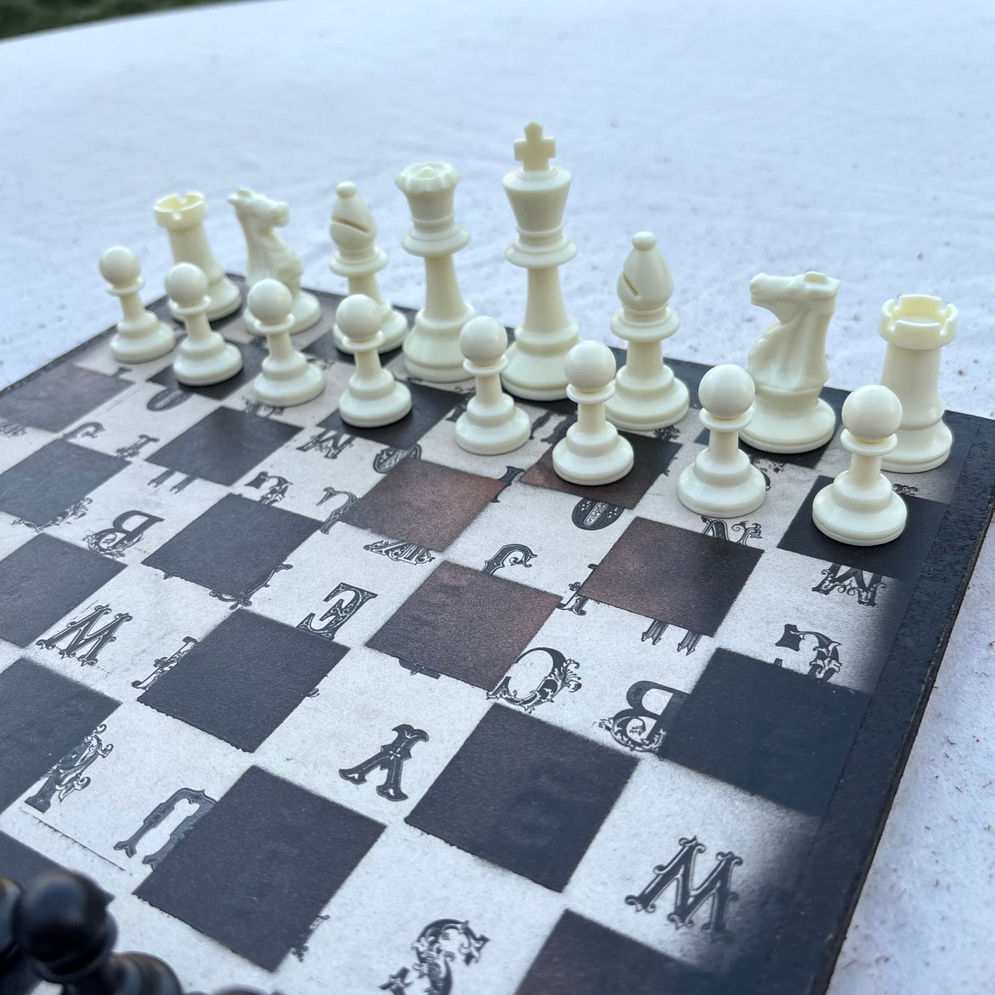 Vintage Letters - Scrapbook Chess Set