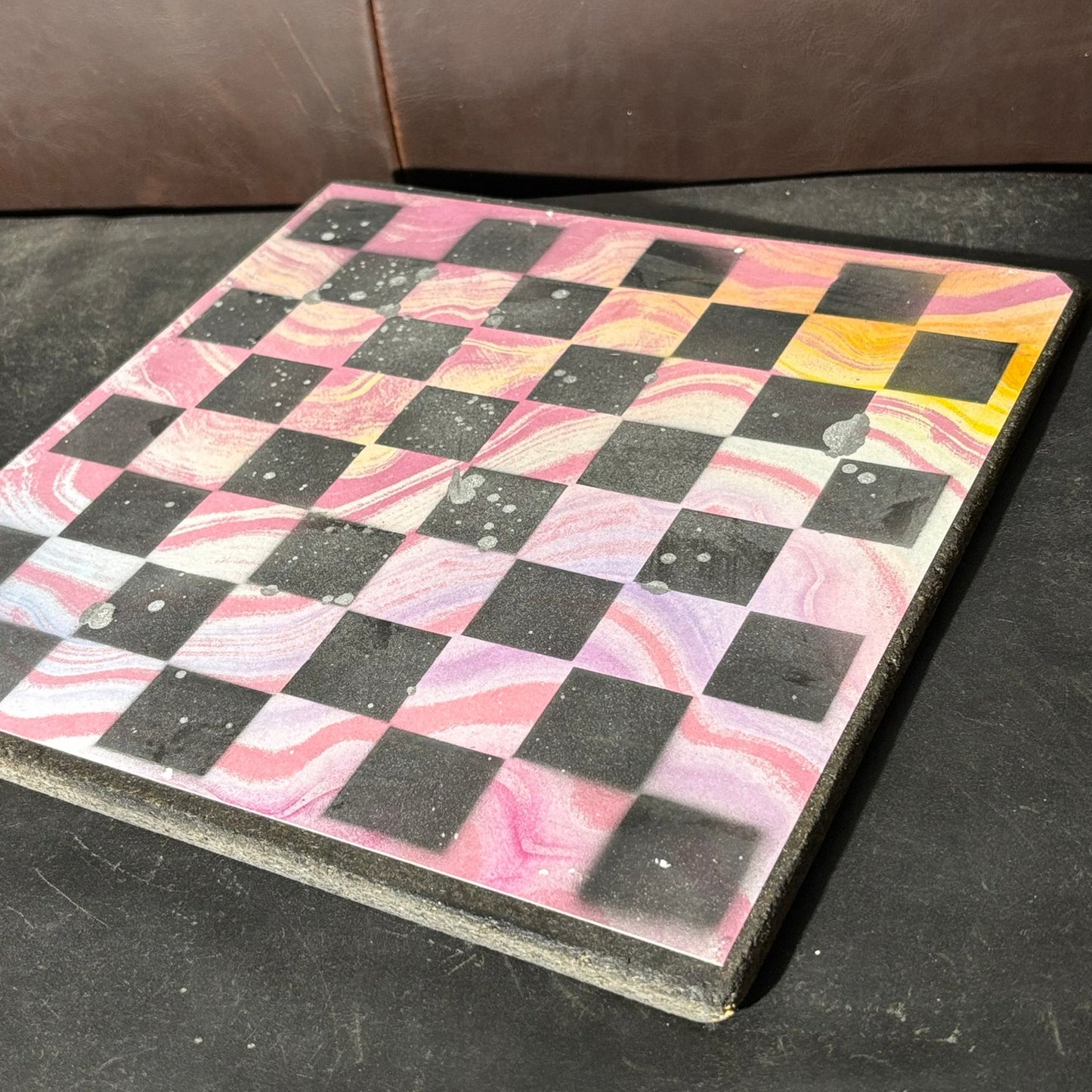 Pink Swirl - Scrapbook Chess Board