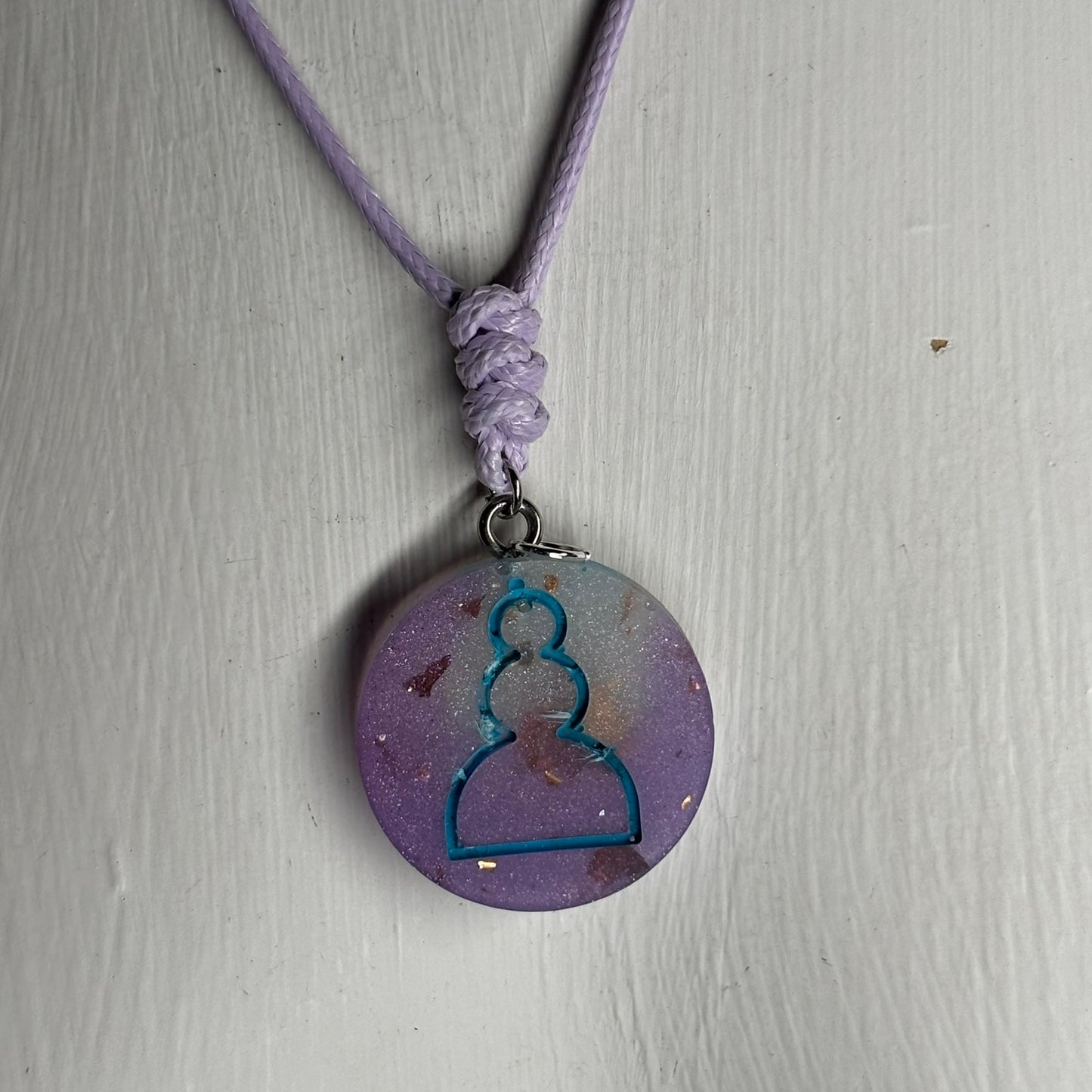 Purple Frost Pawn - Handmade Resin Chess Necklace