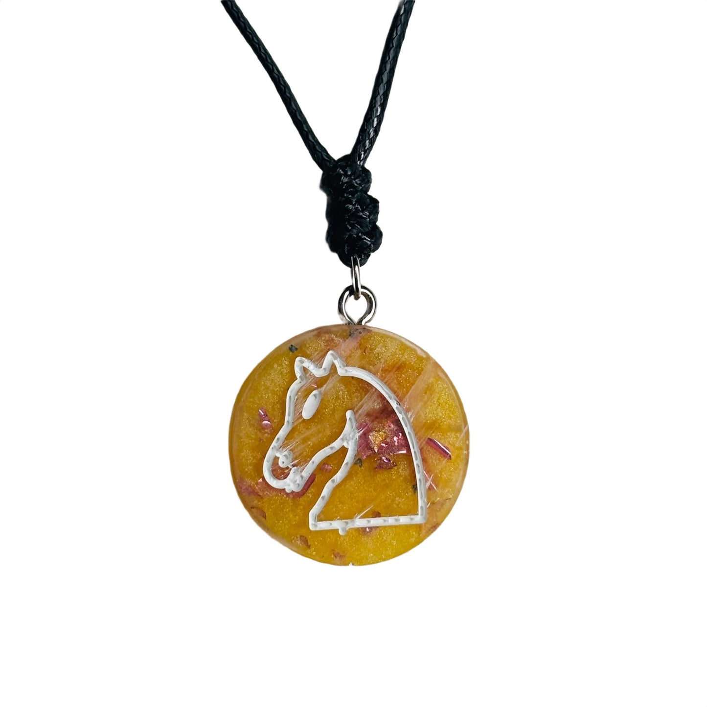 Yellow Crystal Knight - Handmade Resin Chess Necklace