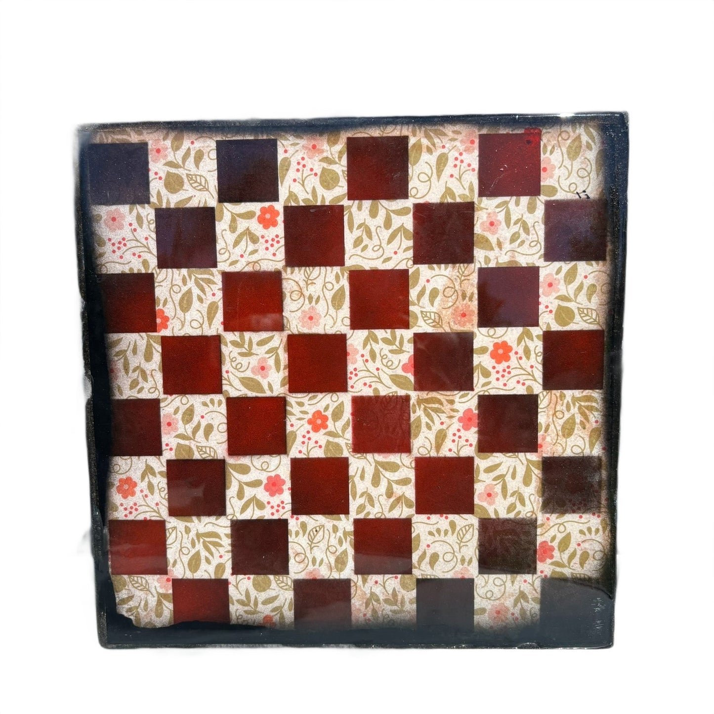 Fading Red Flowers - Resin Coated Chess Board