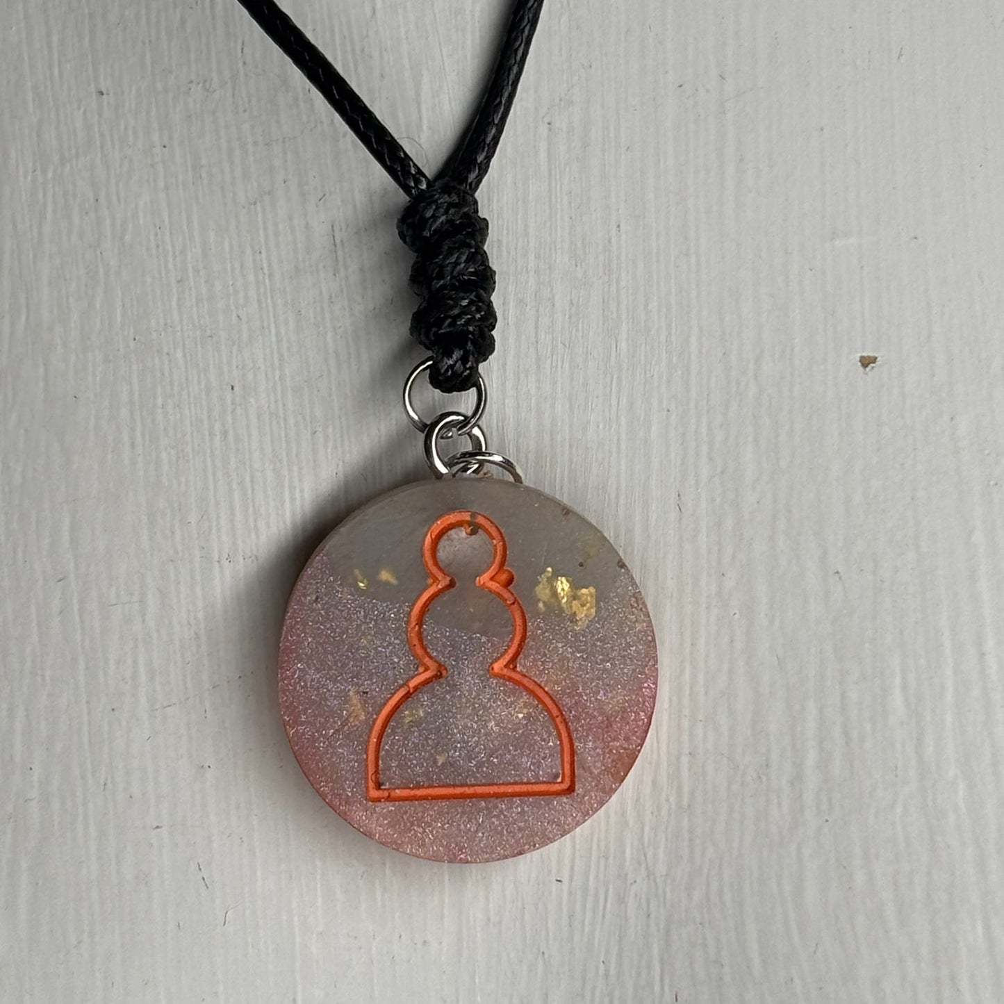 Crystal Orange Pawn - Handmade Resin Chess Necklace